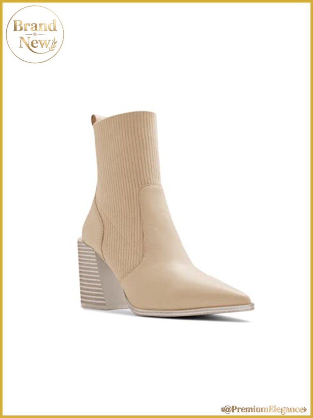 Faux Leather Suede Chunky Stacked Heel Pointed Toe Ankle Booties
